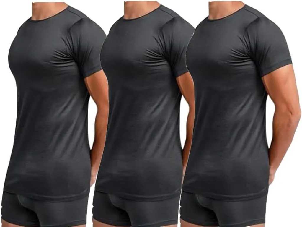 100% Egyptian Cotton Underwear MERCERIS Men's Undershirt - Undershirts for Men (Pack of 3)