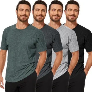 2/4 Pack Cotton Men's Classic T Shirts Crew Neck Athletic Running Gym Short Sleeve Tee Shirts for Men