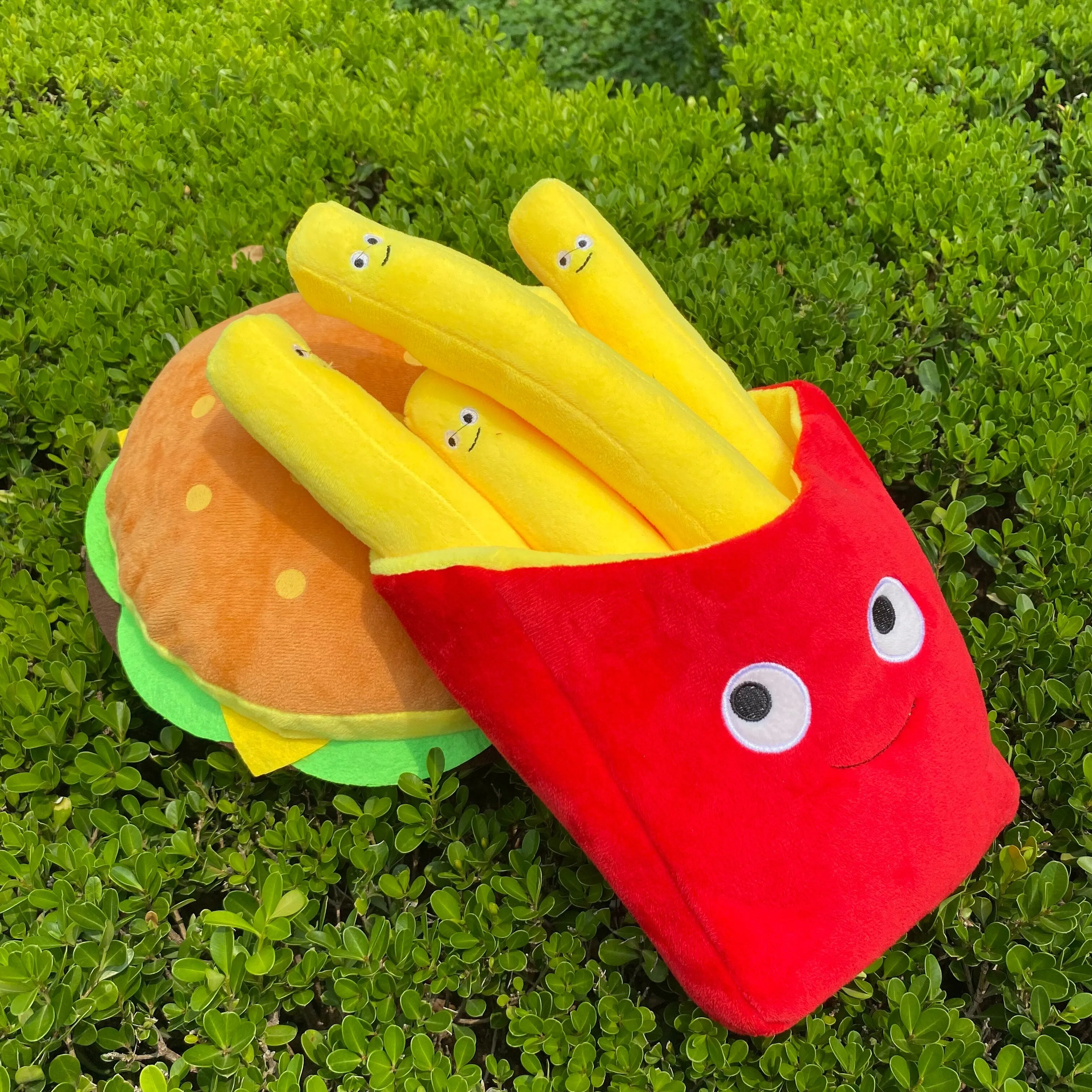 30cm French Fries Burger Plush Dog Toys Funny Interacative Chew Bite Puppies Toy Pets Supplies Plush Toys Kids Dolls Boy Girl