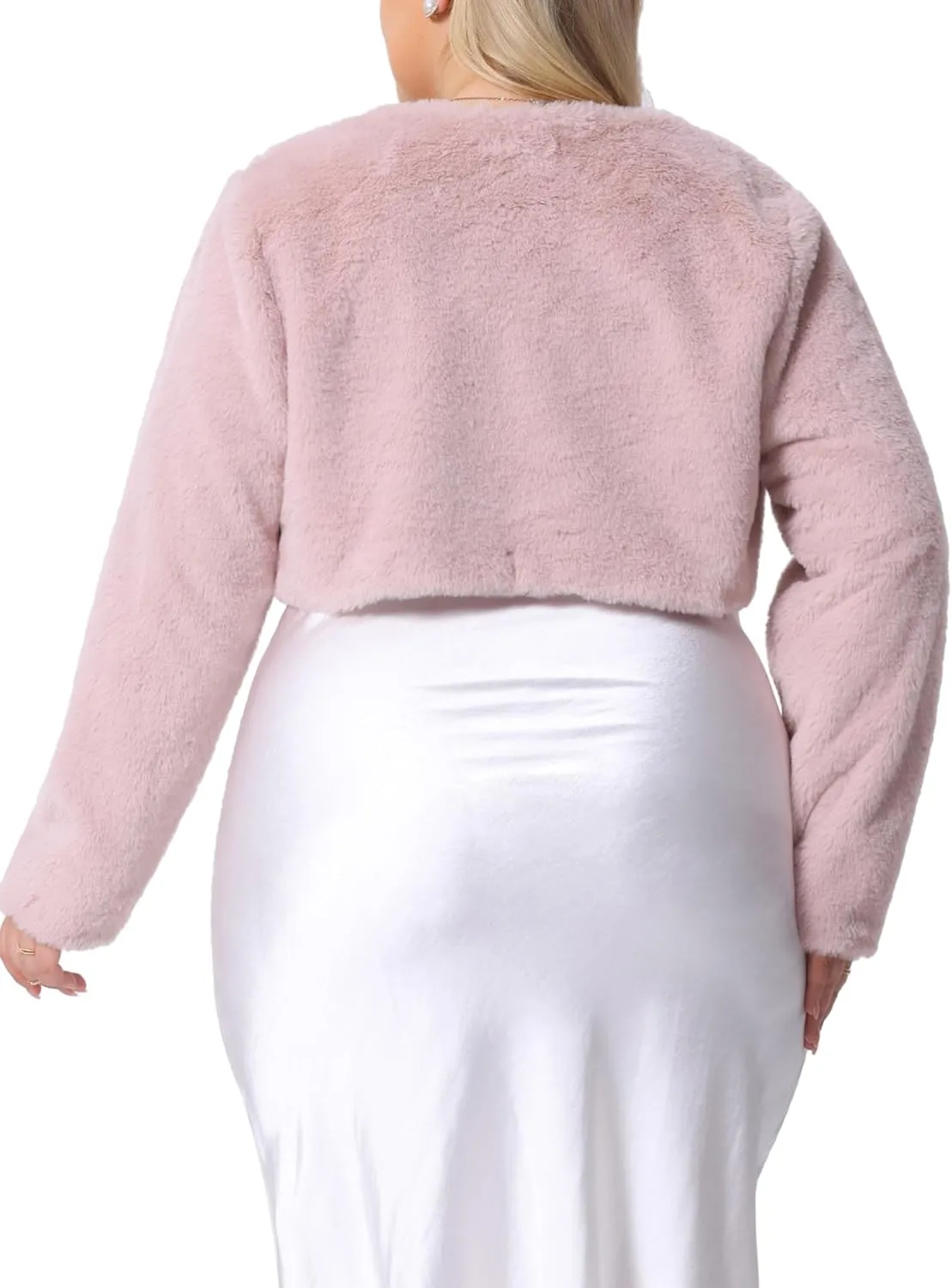 Agnes Orinda Plus Size Jacket for Women Wedding Open Front 2024 Faux Fur Bolero Crop Jackets