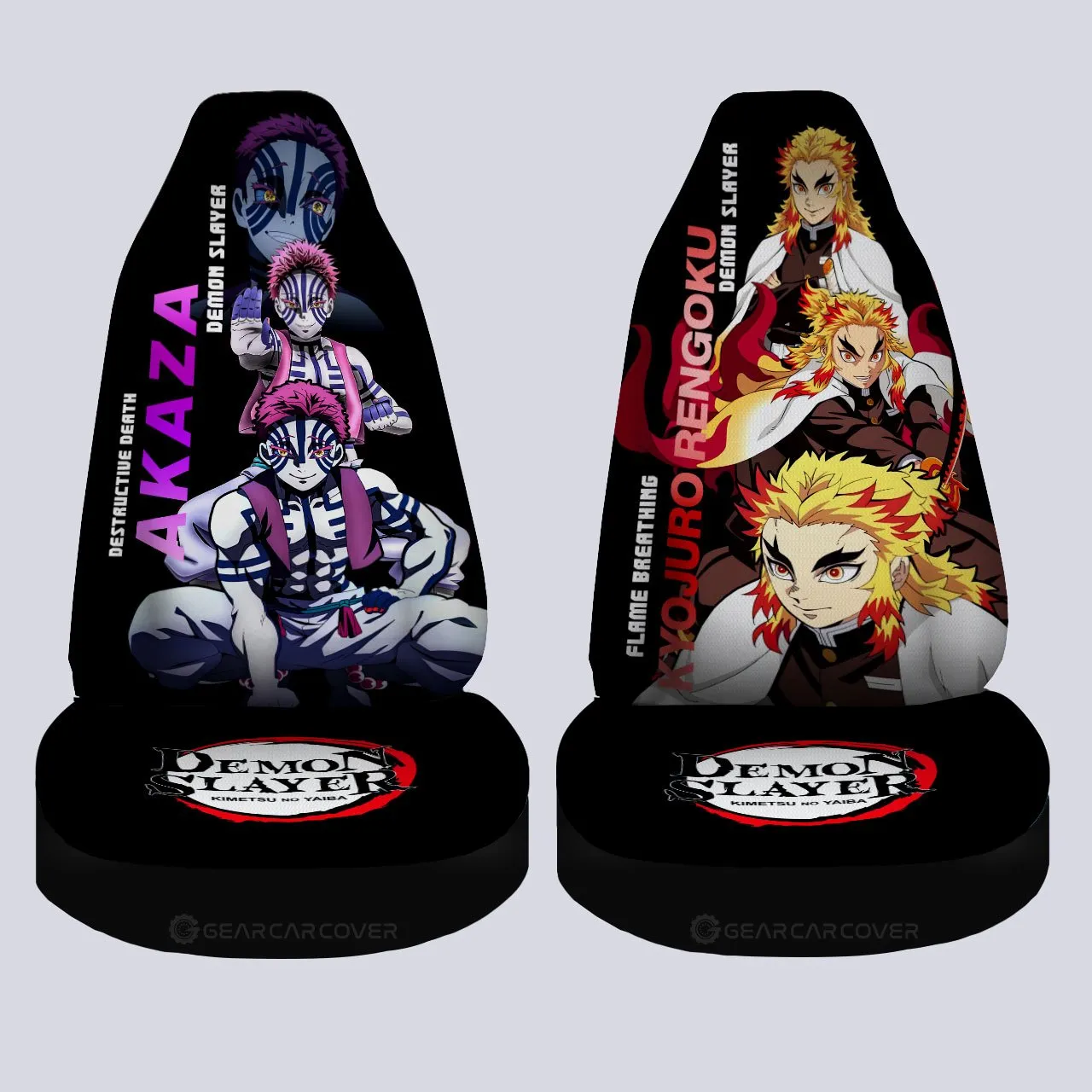Akaza And Rengoku Car Seat Covers Custom Demon Slayer Anime