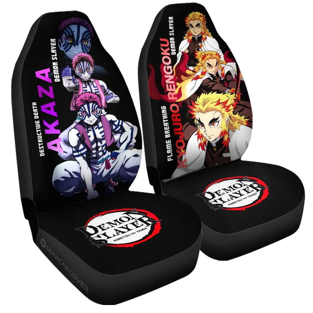Akaza And Rengoku Car Seat Covers Custom Demon Slayer Anime