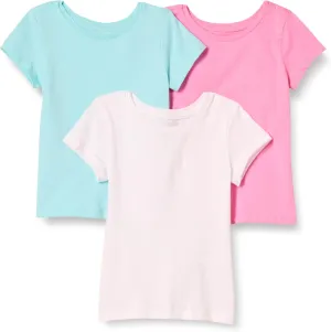Amazon Essentials Girls and Toddlers' Short-Sleeve T-Shirts, Multipacks