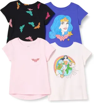 Amazon Essentials Girls and Toddlers' Short-Sleeve T-Shirts, Multipacks