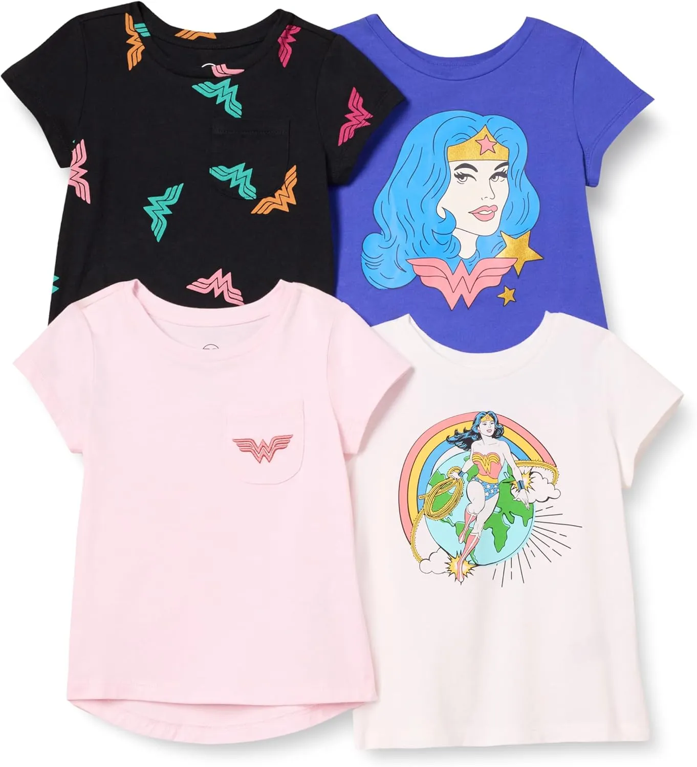 Amazon Essentials Girls and Toddlers' Short-Sleeve T-Shirts, Multipacks