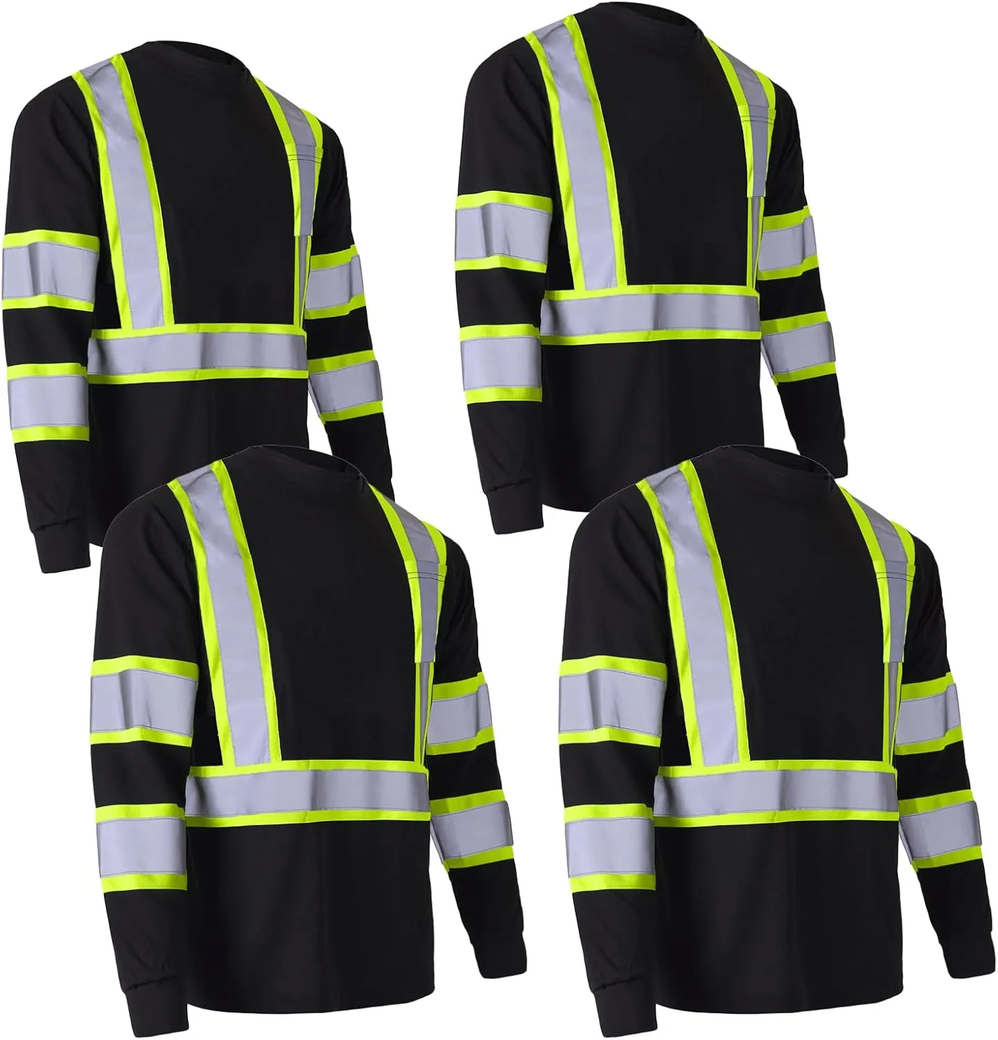 Apparel High Visibility Shirts, Long Sleeve Hi Vis Reflective Safety Shirts with Pocket for Men