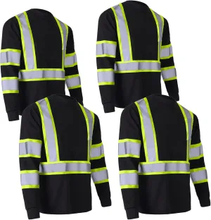 Apparel High Visibility Shirts, Long Sleeve Hi Vis Reflective Safety Shirts with Pocket for Men