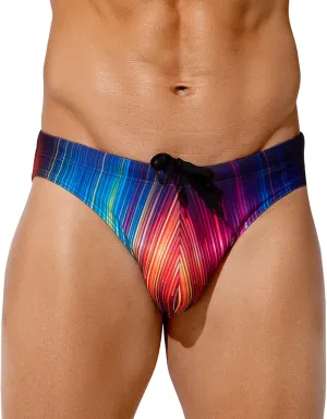 Arjen Kroos Mens Sexy Swim Briefs Bikini Swimwear Print Swimsuit with Drawstring Bathing Suit