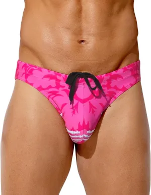 Arjen Kroos Mens Sexy Swim Briefs Bikini Swimwear Print Swimsuit with Drawstring Bathing Suit