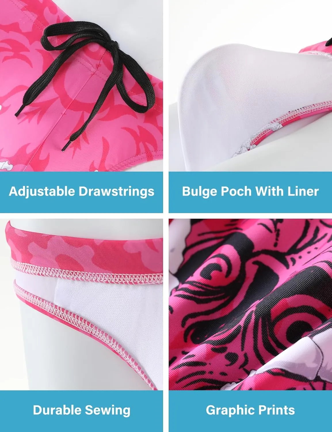 Arjen Kroos Mens Sexy Swim Briefs Bikini Swimwear Print Swimsuit with Drawstring Bathing Suit
