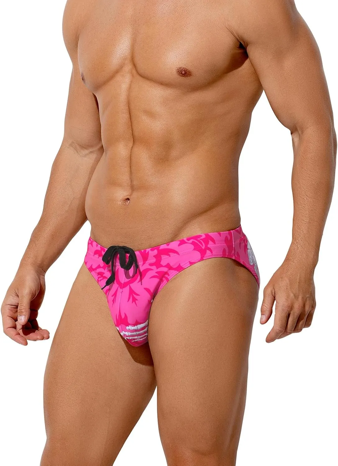 Arjen Kroos Mens Sexy Swim Briefs Bikini Swimwear Print Swimsuit with Drawstring Bathing Suit