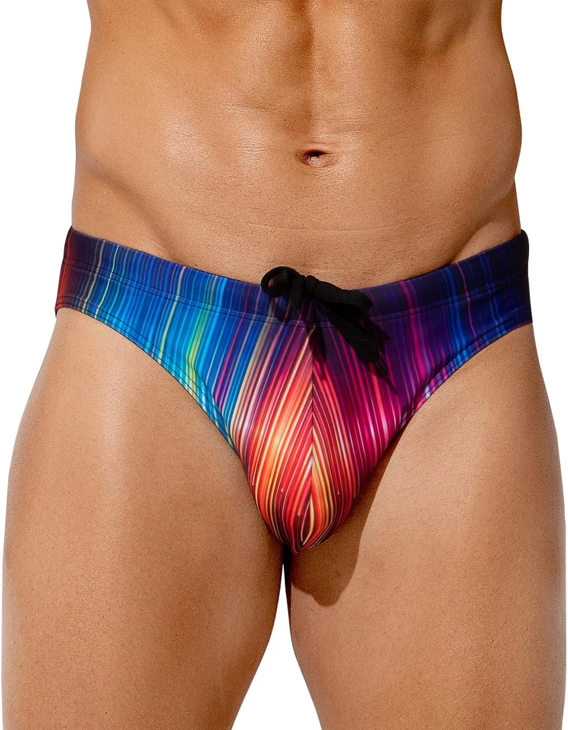 Arjen Kroos Mens Sexy Swim Briefs Bikini Swimwear Print Swimsuit with Drawstring Bathing Suit