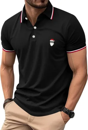 Arvilhill Men's Christmas Short Sleeve Polo Shirts Funny Hawaiian Golf Shirts (S-3XL)