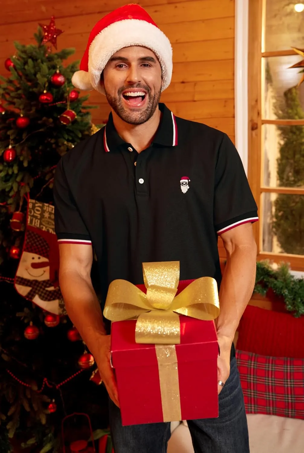 Arvilhill Men's Christmas Short Sleeve Polo Shirts Funny Hawaiian Golf Shirts (S-3XL)