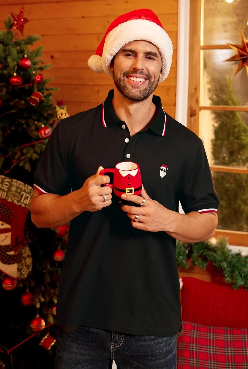 Arvilhill Men's Christmas Short Sleeve Polo Shirts Funny Hawaiian Golf Shirts (S-3XL)