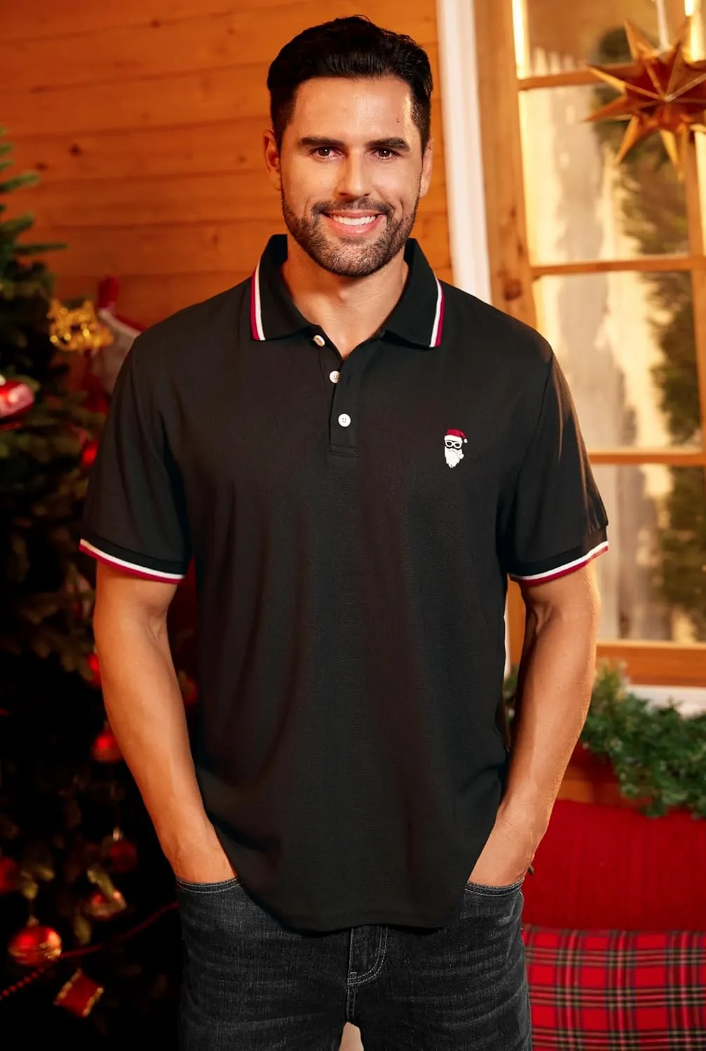 Arvilhill Men's Christmas Short Sleeve Polo Shirts Funny Hawaiian Golf Shirts (S-3XL)
