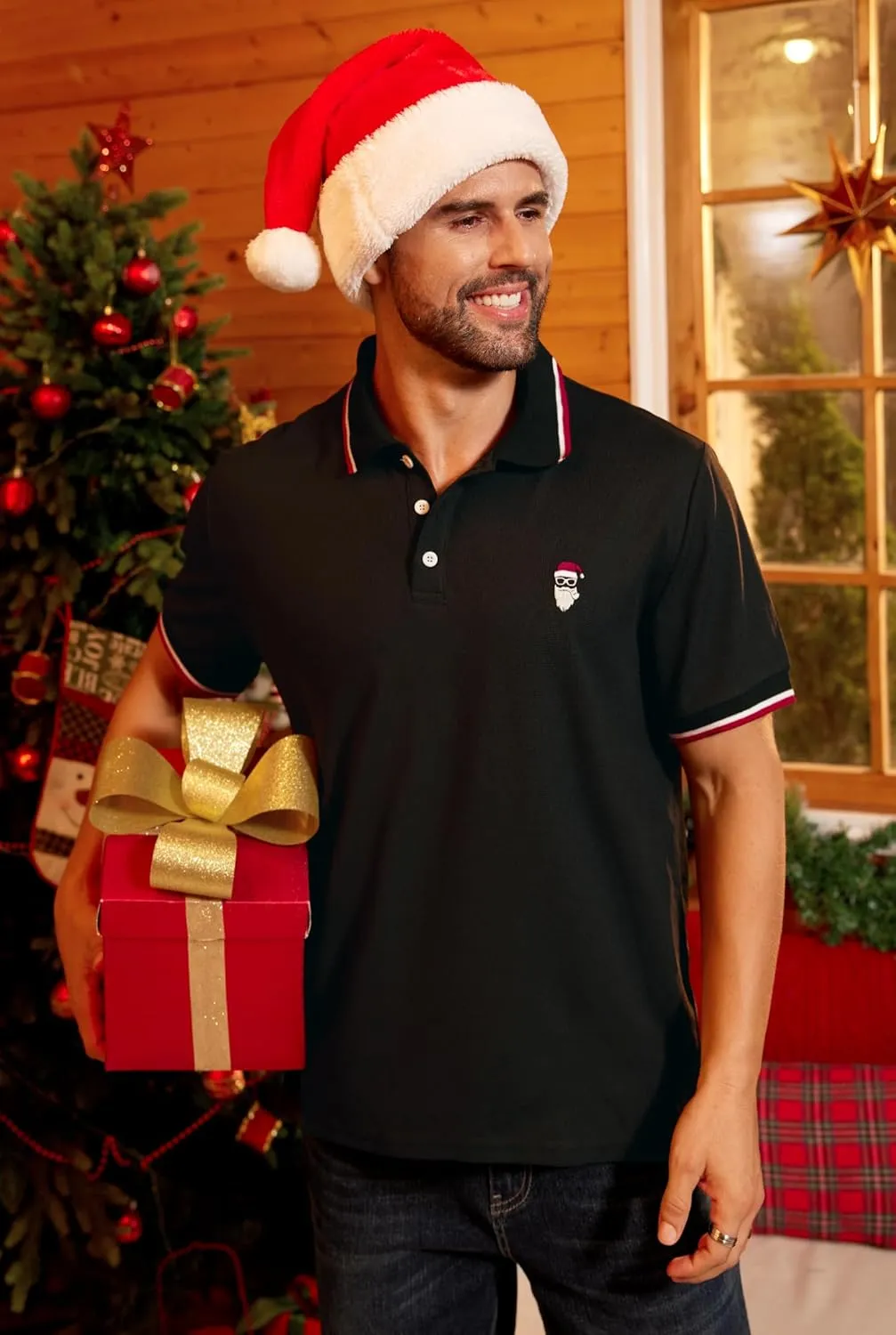 Arvilhill Men's Christmas Short Sleeve Polo Shirts Funny Hawaiian Golf Shirts (S-3XL)
