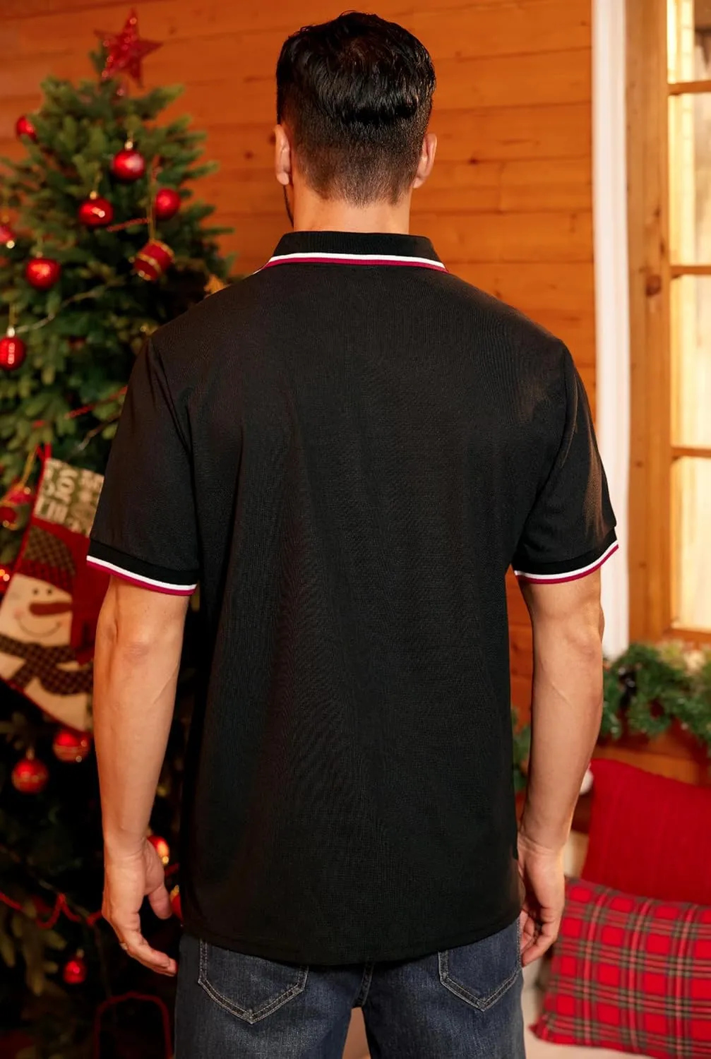 Arvilhill Men's Christmas Short Sleeve Polo Shirts Funny Hawaiian Golf Shirts (S-3XL)