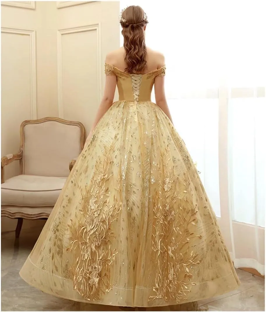 Asulla Lace Appliques Prom Homecoming Dress Off Shoulder Long Quinceanera Sweet 15 16 Party Dress