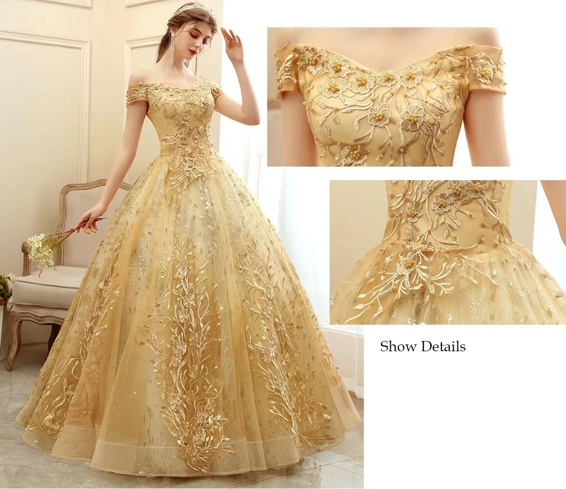 Asulla Lace Appliques Prom Homecoming Dress Off Shoulder Long Quinceanera Sweet 15 16 Party Dress