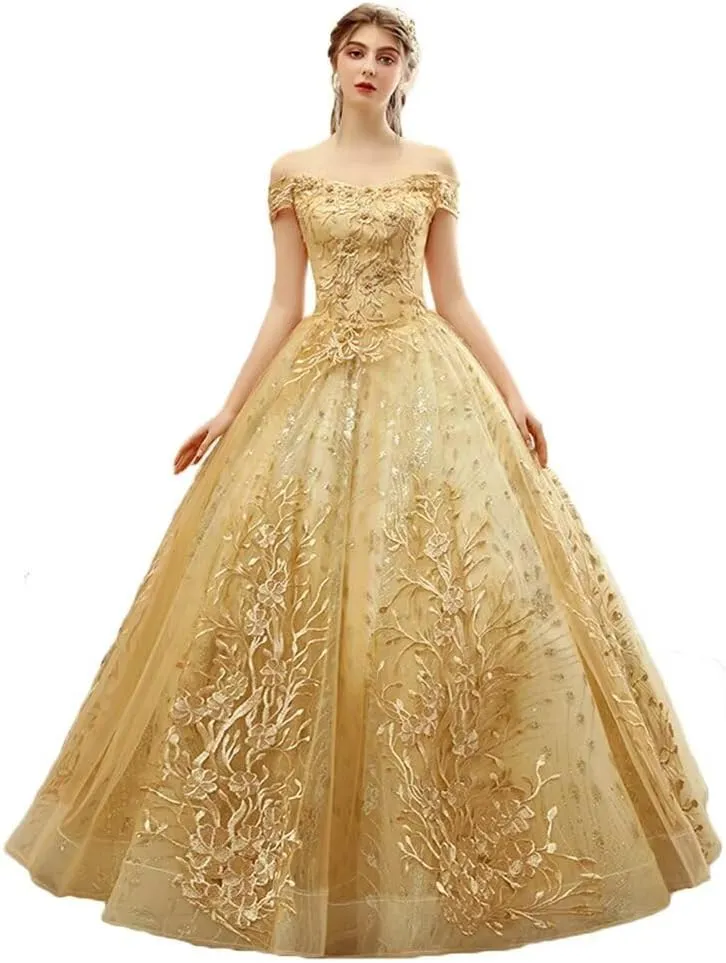 Asulla Lace Appliques Prom Homecoming Dress Off Shoulder Long Quinceanera Sweet 15 16 Party Dress