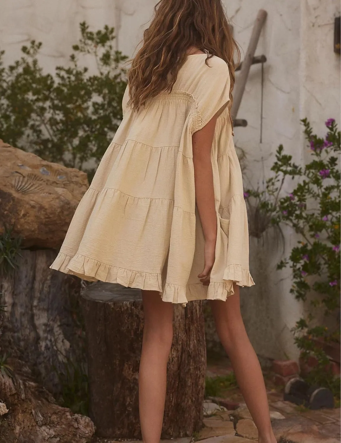 Athlisan 2025 Womens Mini Dress Casual Summer Crew Neck Cover Up Dress for Beach