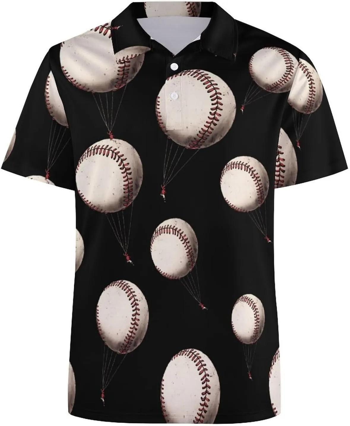 Baseball Hot Air Balloon Mens Polo Shirts Quick Dry Short Sleeve T-shirts Slim Tennis Collared Tees Tops