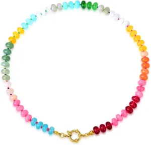 Beaded Gemstone Necklace For Women, Boho Choker, Rainbow Gemstone Necklaces, Handmade Jewelry Gift
