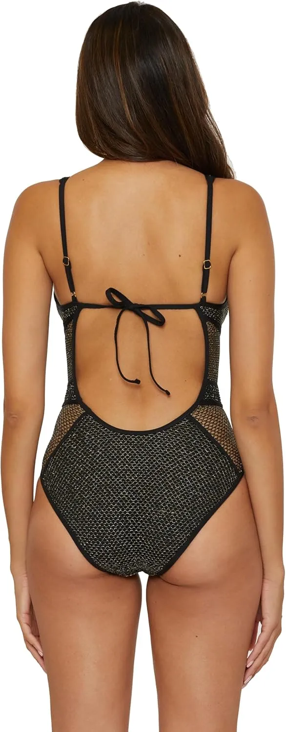 BECCA Color Play One Piece Swimsuit, Plunge Neck, Crochet, Bathing Suits for Women