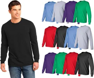 BILLIONHATS Mens Long Sleeve Colorful T-Shirts, 100% Cotton - Crew Neck Bulk Tees for Men, Wholesale Sleeved Tshirt Packs