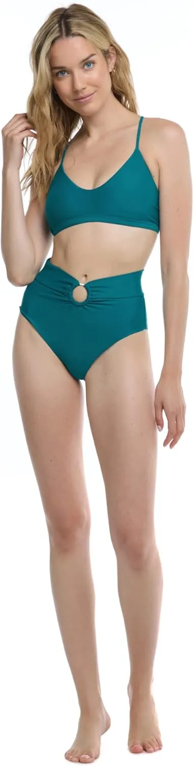 Body Glove Women's Standard Smoothies Ruth Solid Fixed Triangle Bikini Top with Adjustable Tie Back Detail