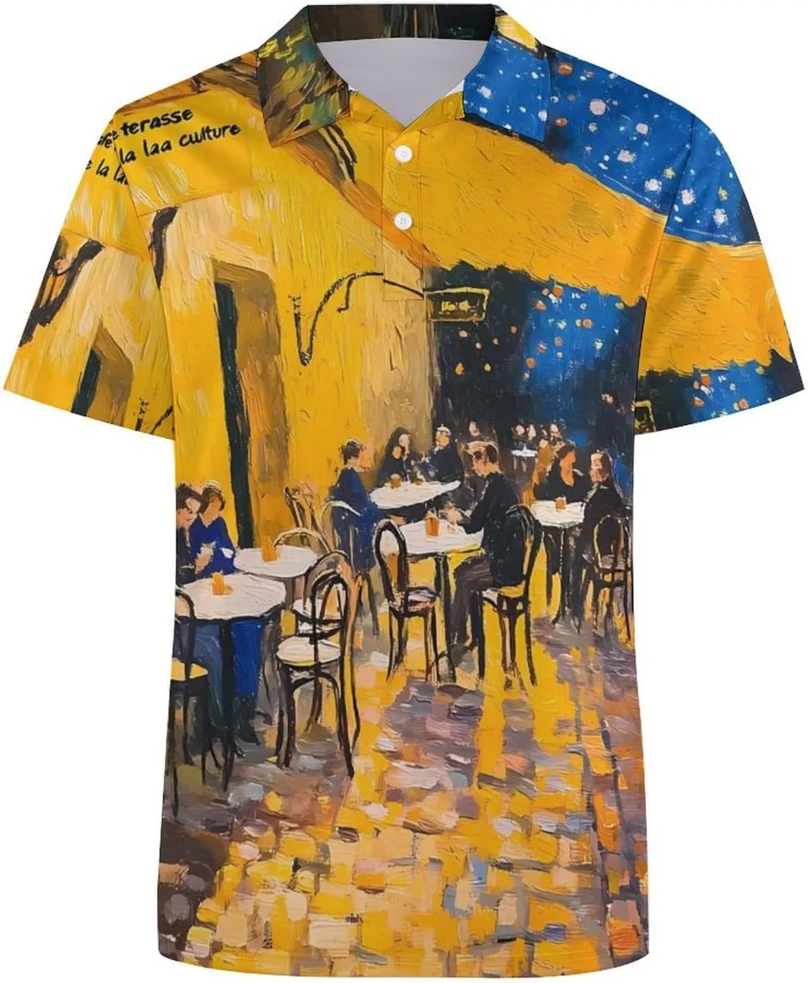 Cafe Terrace at Night Mens Polo Shirts Quick Dry Short Sleeve T-shirts Slim Tennis Collared Tees Tops