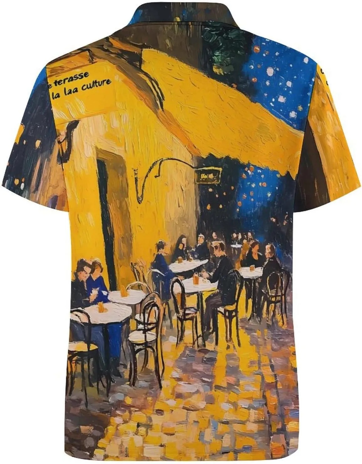 Cafe Terrace at Night Mens Polo Shirts Quick Dry Short Sleeve T-shirts Slim Tennis Collared Tees Tops