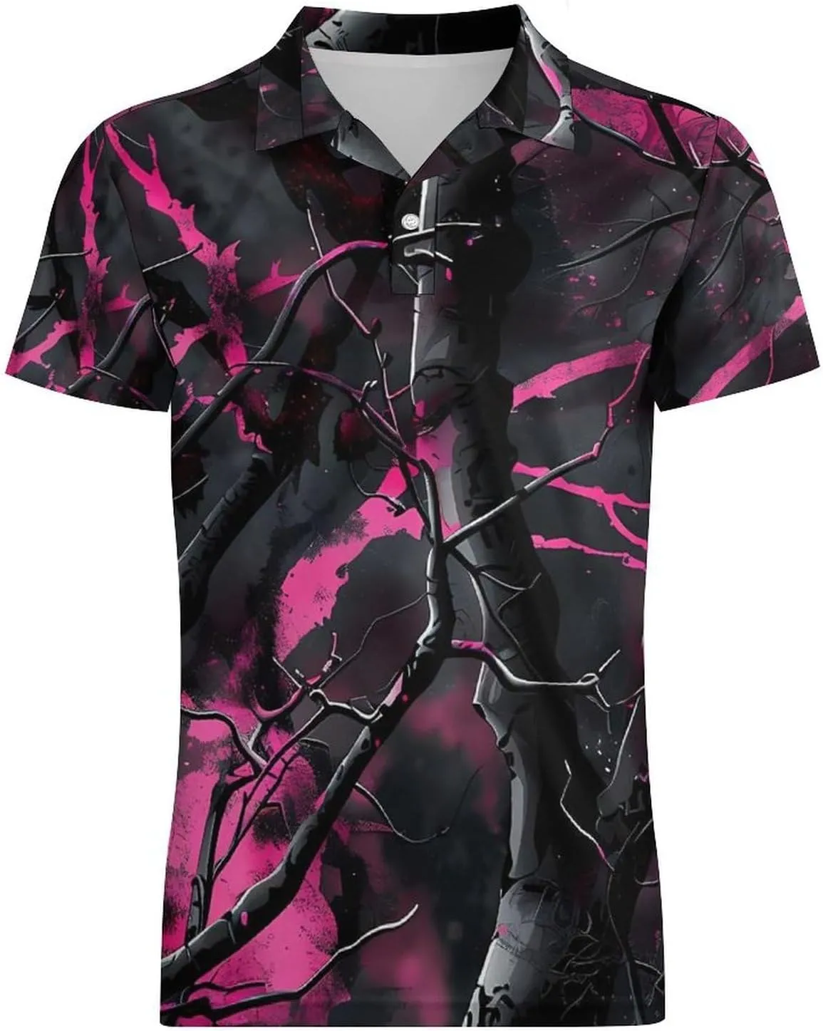 Camouflage Purple Hunting Classic Polo Shirts for Men Quick Dry Short Sleeve Fit Golf Tees Casual Tops