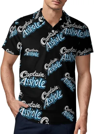 Captains Asshole Classic Polo Shirts for Men Quick Dry Short Sleeve Fit Golf Tees Casual Tops