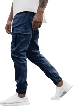 Cargo Sweatpants for Men Big and Tall with Pockets Men's Joggers Sweatpants Low Crotch Sweats Slim Fit Trousers Harem