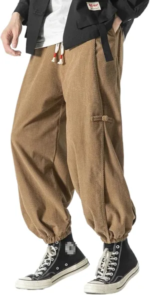 Chinese Style Men Distressed Washed Casual Harem Pants Mens Streetwear Harajuku Pants Male Oversized Trousers