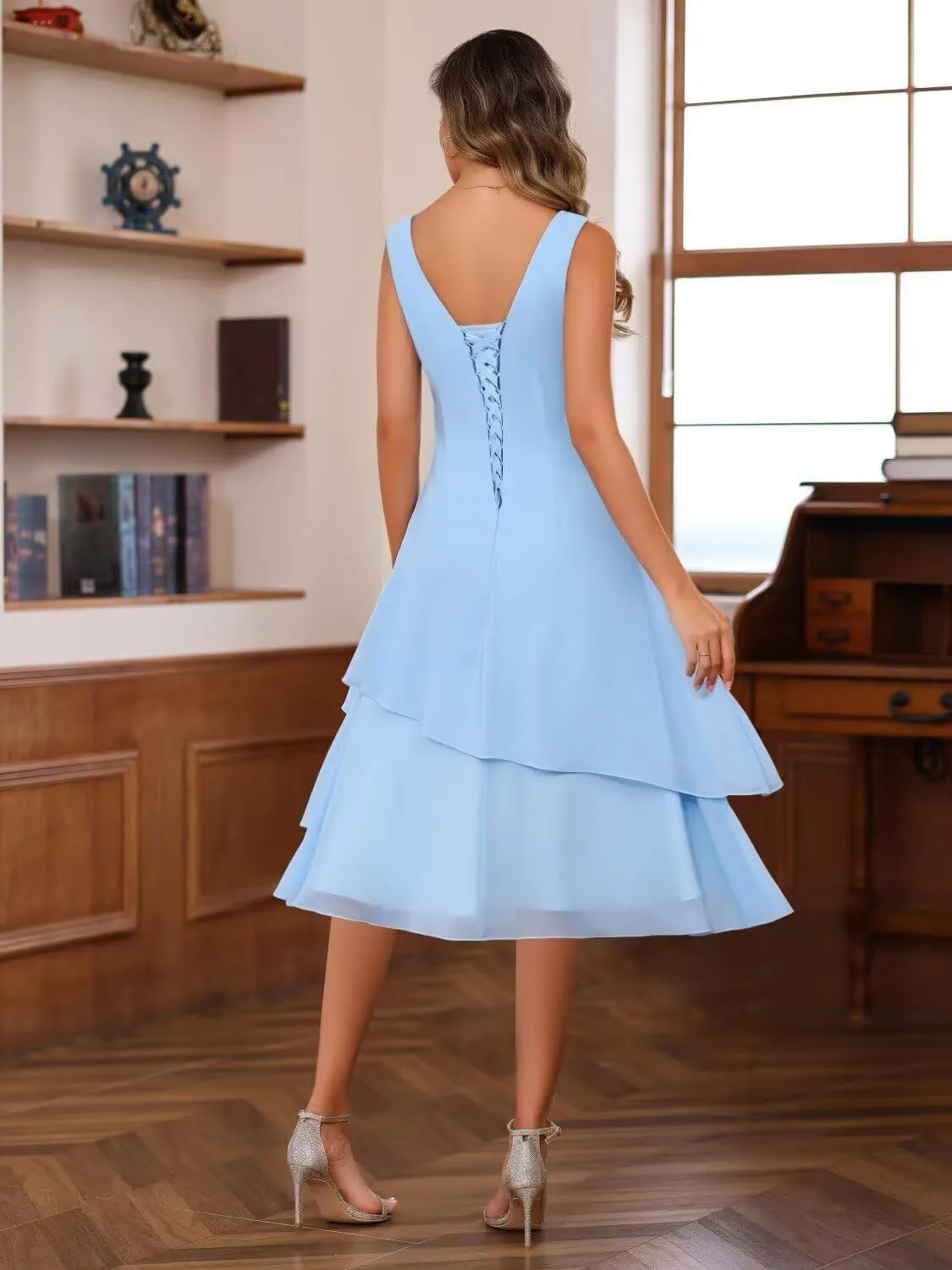 Clothfun Chiffon 2 Piece Mother of The Bride Dress 2025 Pleated Wedding Guest Dress