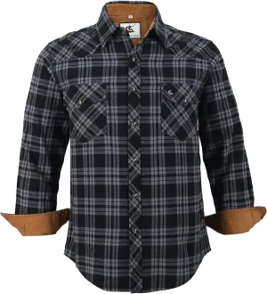 COEVALS CLUB Men's Flannel Shirts Long Sleeve Western Snap Casual Plaid Work Shirts