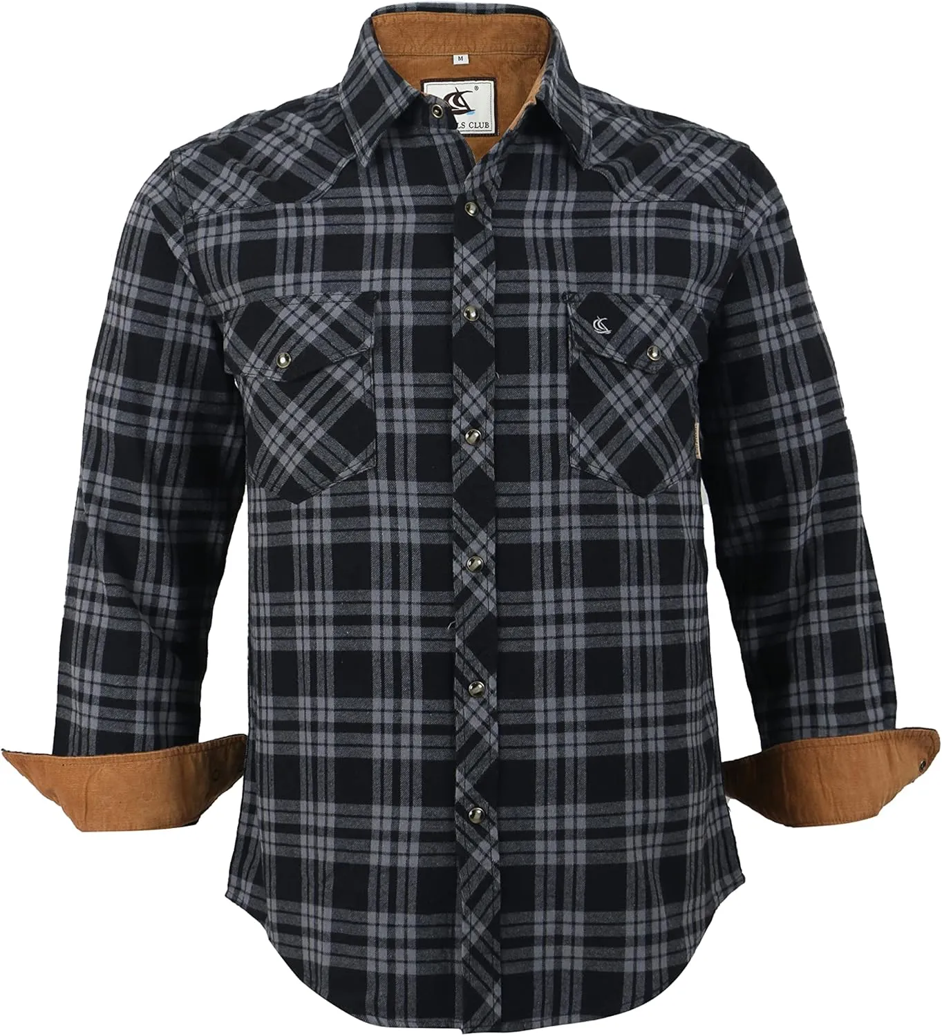 COEVALS CLUB Men's Flannel Shirts Long Sleeve Western Snap Casual Plaid Work Shirts