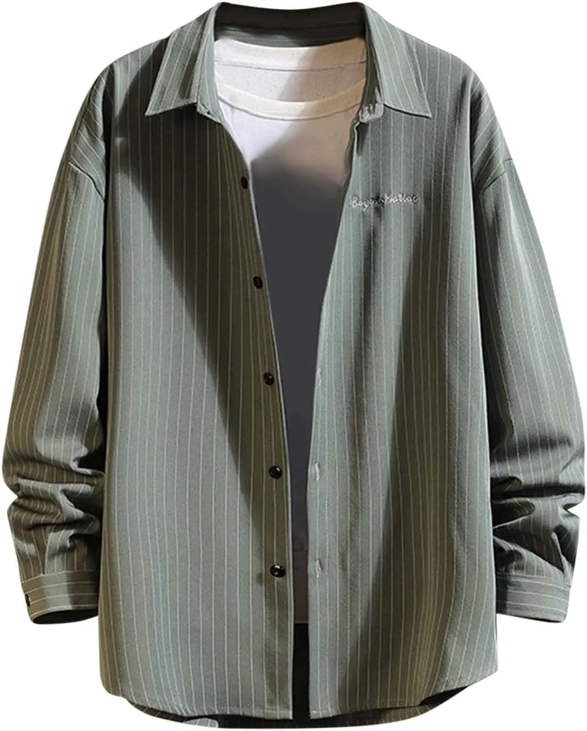Colo Undershirts for Men Mens Fashion Business Leisure Large Stripe Long Sleeve X Shirt