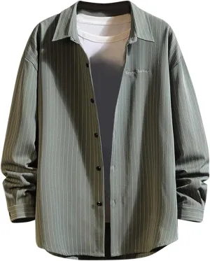 Colo Undershirts for Men Mens Fashion Business Leisure Large Stripe Long Sleeve X Shirt