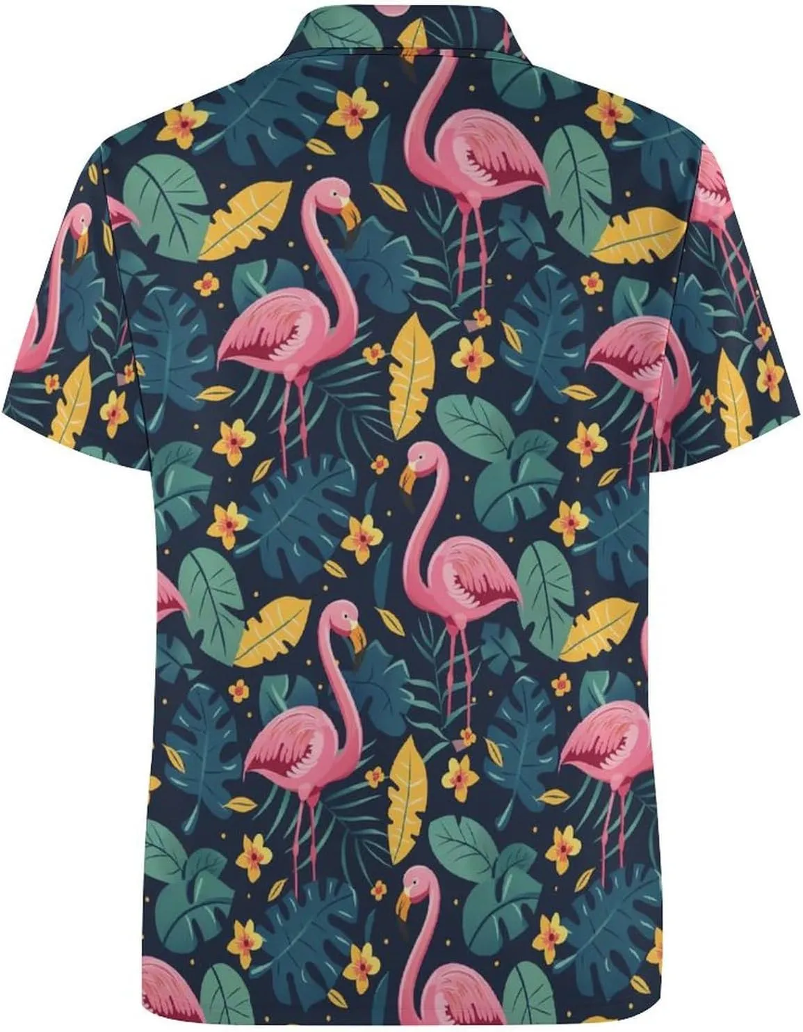 Cute Flamingo Tropical Leaves Mens Polo Shirts Quick Dry Short Sleeve T-shirts Slim Tennis Collared Tees Tops