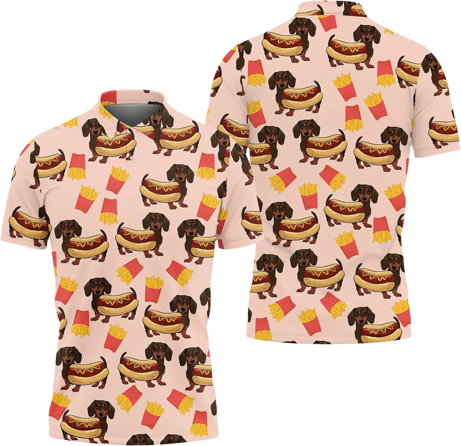 Dachshund Polo Golf Shirts for Men Women - Dog Lover Mens Polo Shirts Short Sleeve Mens Polo Shirts Dry Fit Serie 72