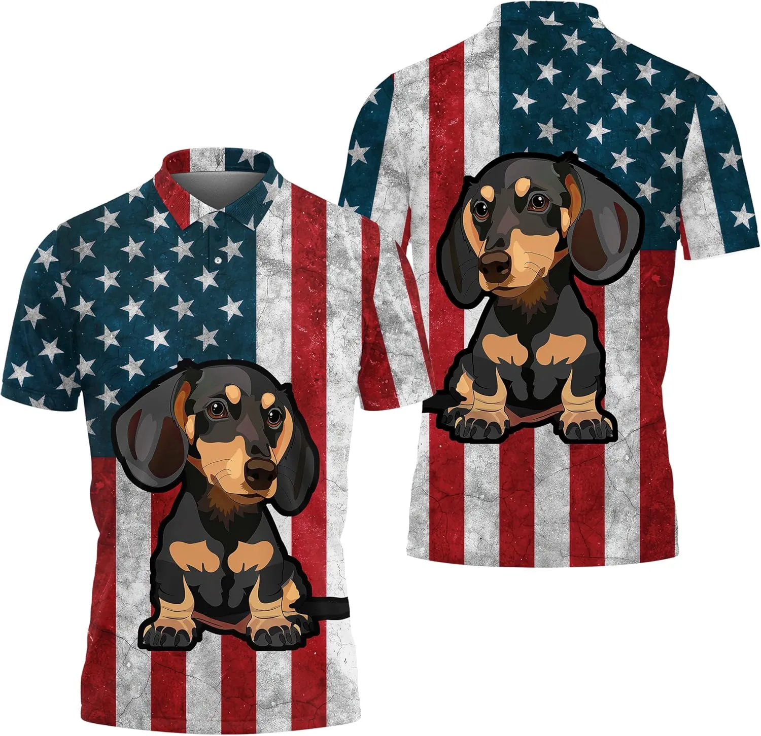 Dachshund Polo Golf Shirts for Men Women - Dog Lover Mens Polo Shirts Short Sleeve Mens Polo Shirts Dry Fit Serie 72