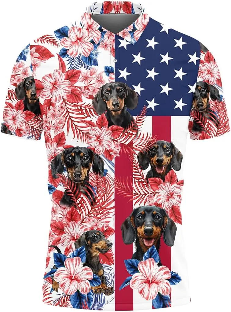 Dachshund Polo Golf Shirts for Men Women - Dog Lover Mens Polo Shirts Short Sleeve Mens Polo Shirts Dry Fit Serie 72