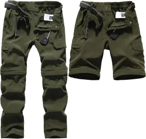 DAFENGEA Kids Hiking Cargo Pants Casual Outdoor Quick Dry Hiking Mountaineering Convertible Trousers