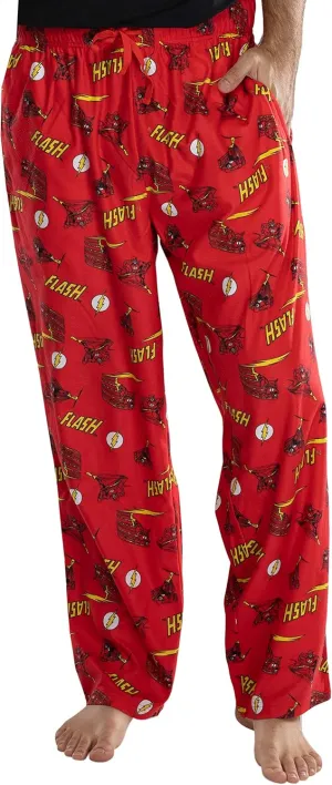DC Comics Men's Classic The Flash Comic Allover Print Loungewear Pajama Pants