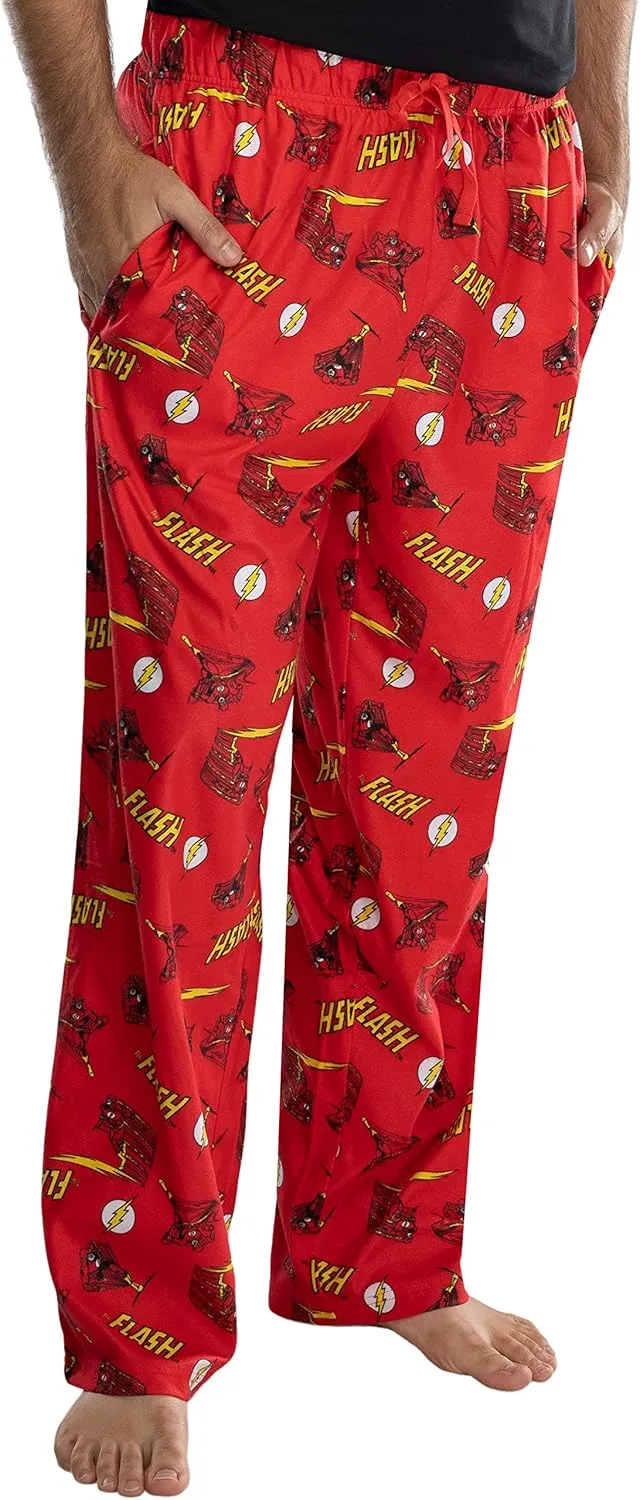 DC Comics Men's Classic The Flash Comic Allover Print Loungewear Pajama Pants