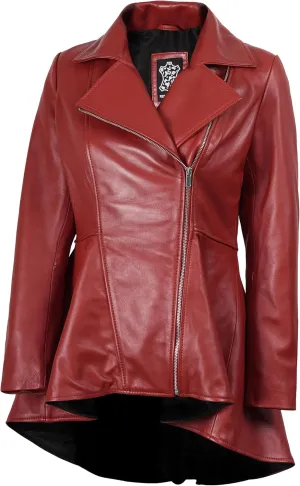 Decrum Leather Peplum Jackets for Women - Real Lambskin Brown Purple Red & Black Leather Jacket Women